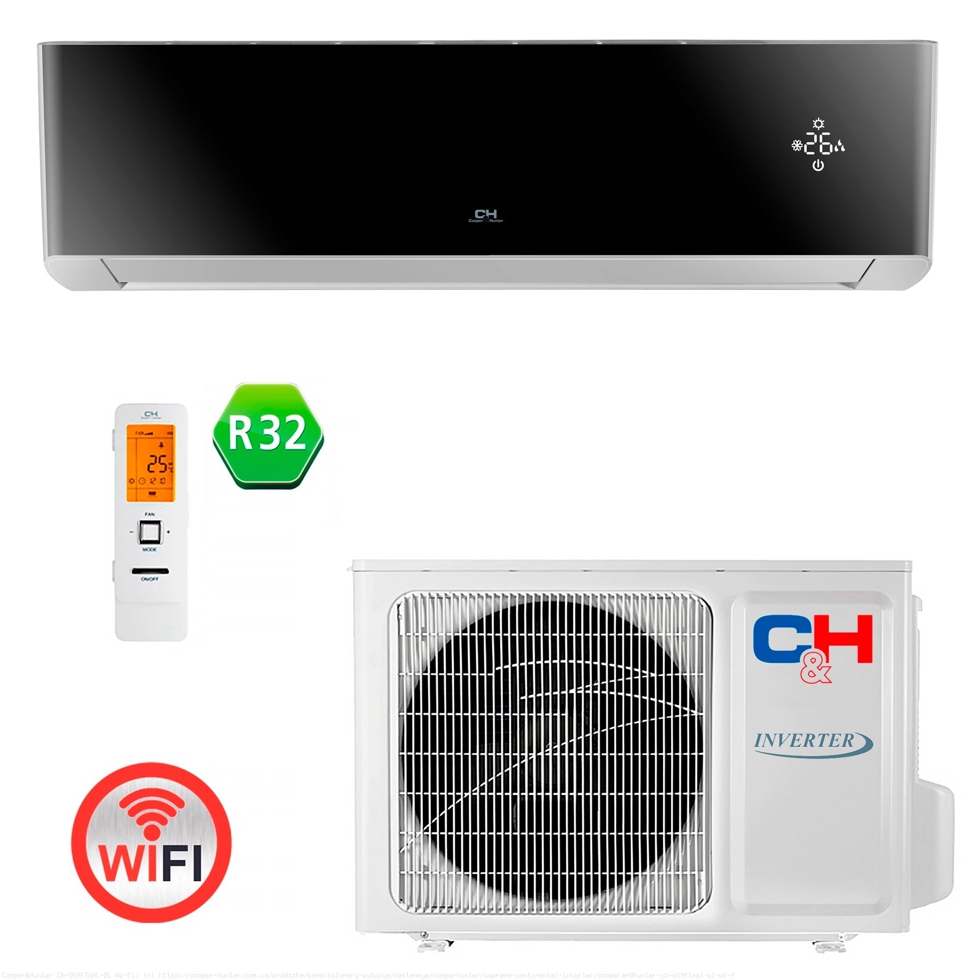 Кондиціонер тепловий насос Cooper&Hunter CH-S09FTXAL-BL Wi-Fi