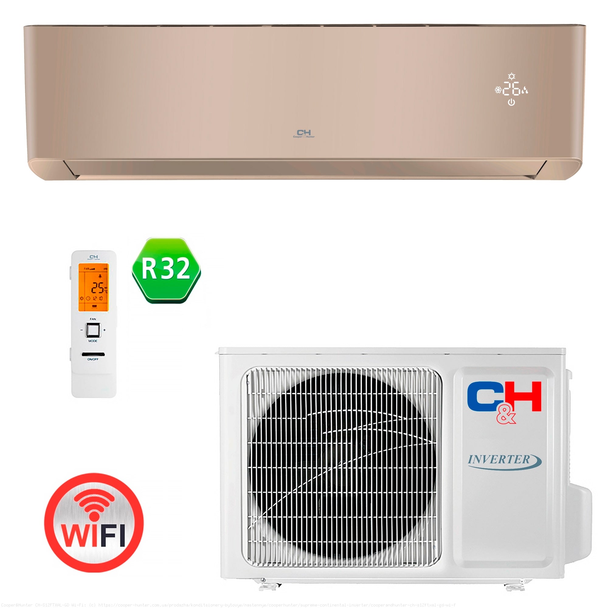 Кондиціонер тепловий насос Cooper&Hunter CH-S12FTXAL-GD Wi-Fi