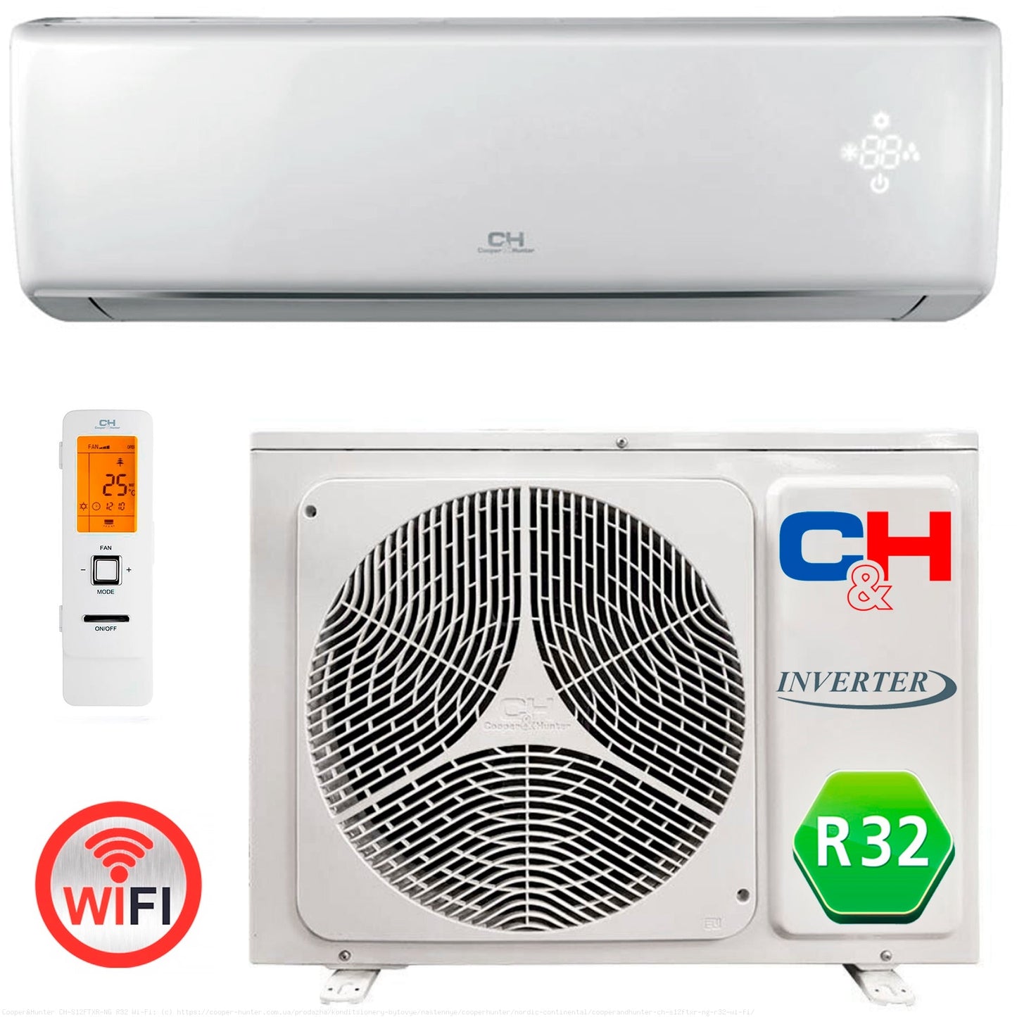 Кондиціонер тепловий насос Cooper&Hunter CH-S12FTXR-NG R32 Wi-Fi
