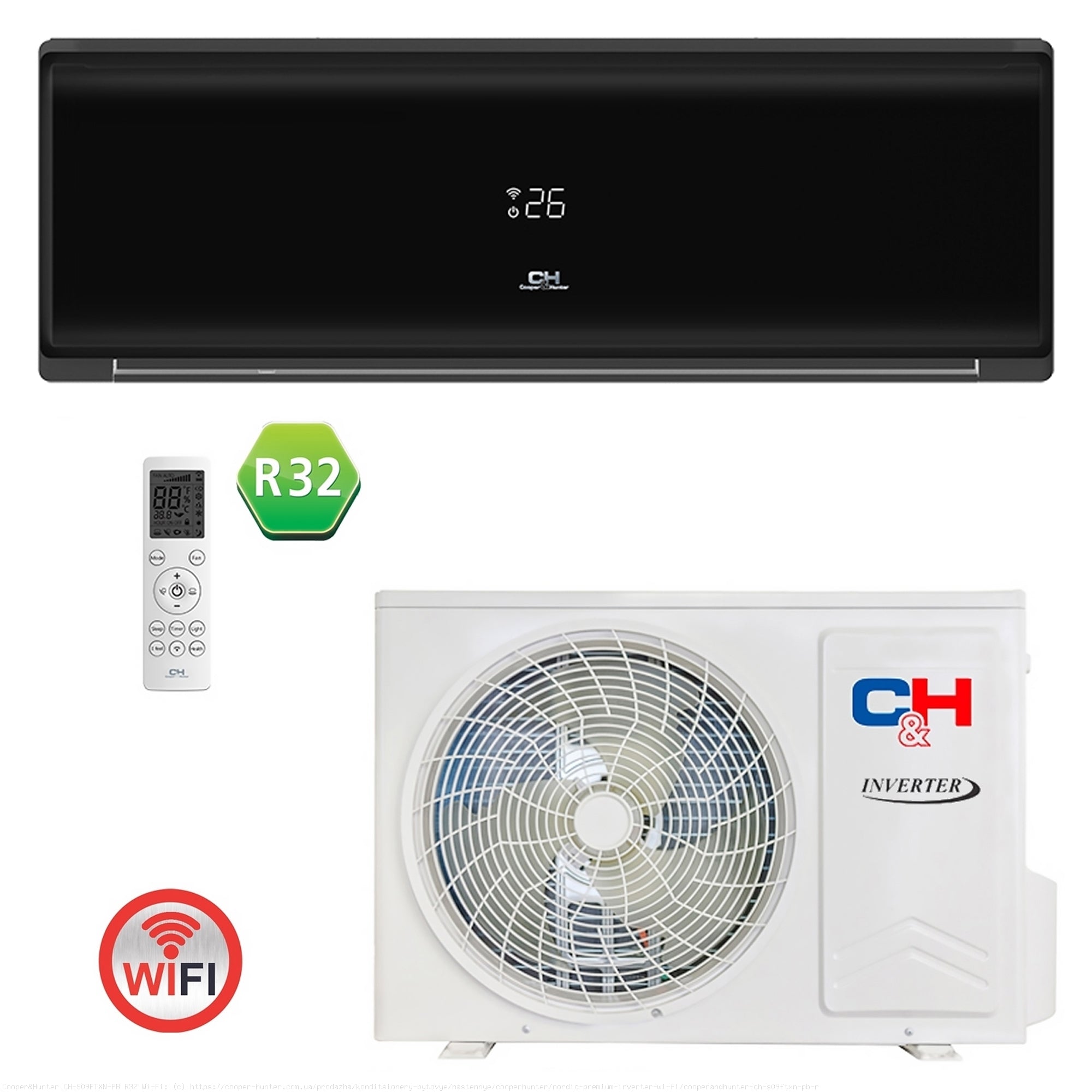 Кондиціонер тепловий насос Cooper&Hunter CH-S24FTXN-PB R32 Wi-Fi