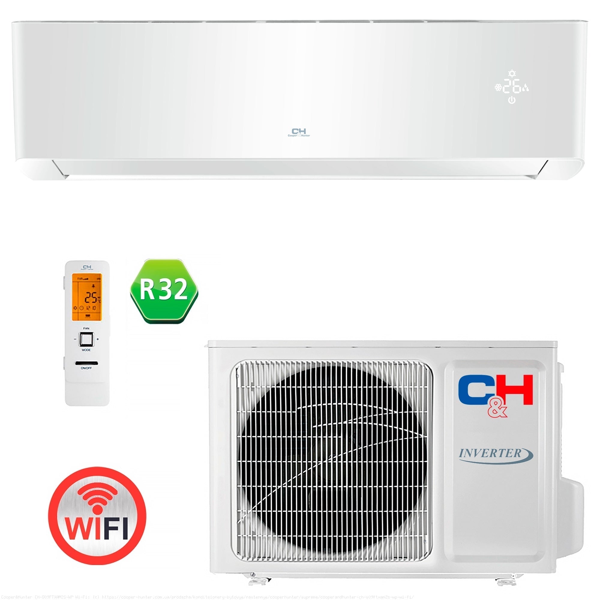 Кондиціонер тепловий насос Cooper&Hunter CH-S24FTXAM2S-WP Wi-Fi